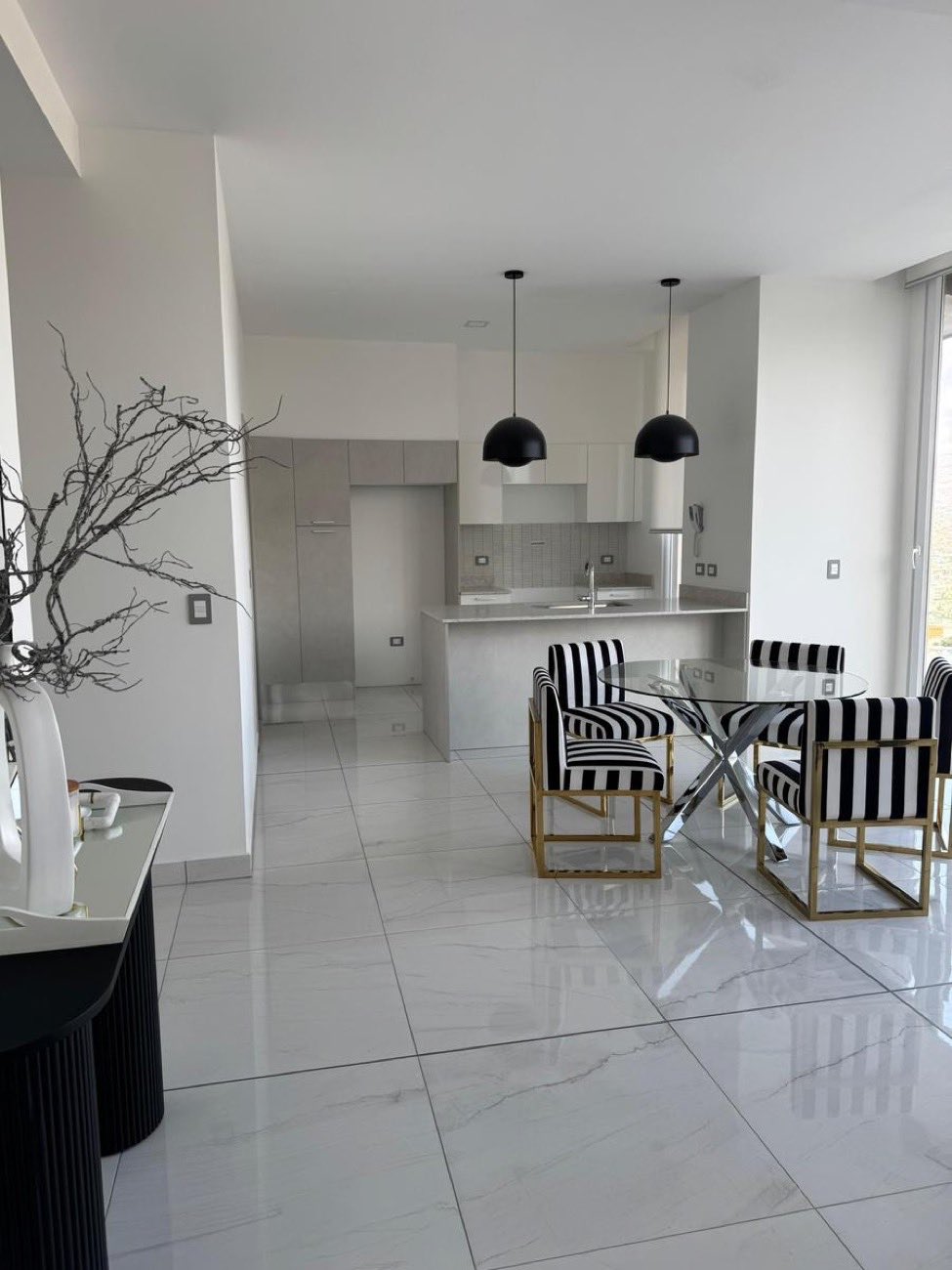 Sala, comedor y cocina de un apartamento